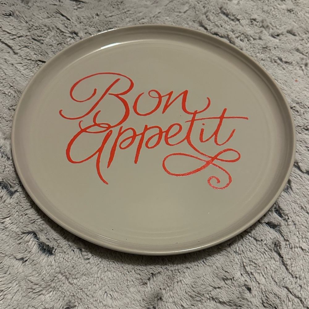 Bon Appetit Plate - Red Script - Picture 2 of 2